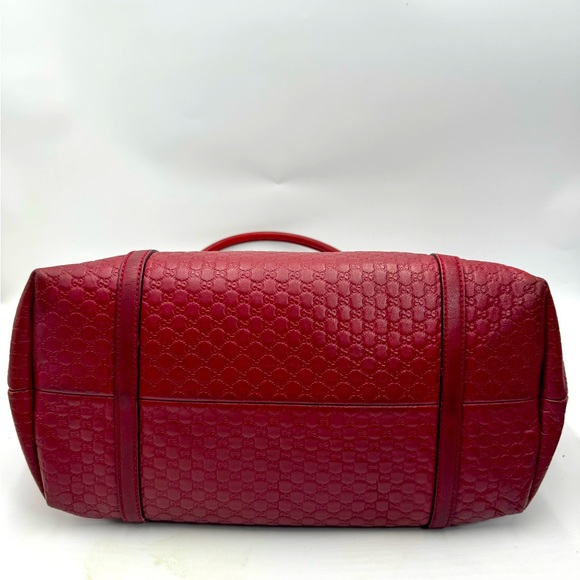 Auth Gucci Large Red Microguccisima Monogram Embossed Leather Joy Tote Bag Ex+ - Picture 10 of 16